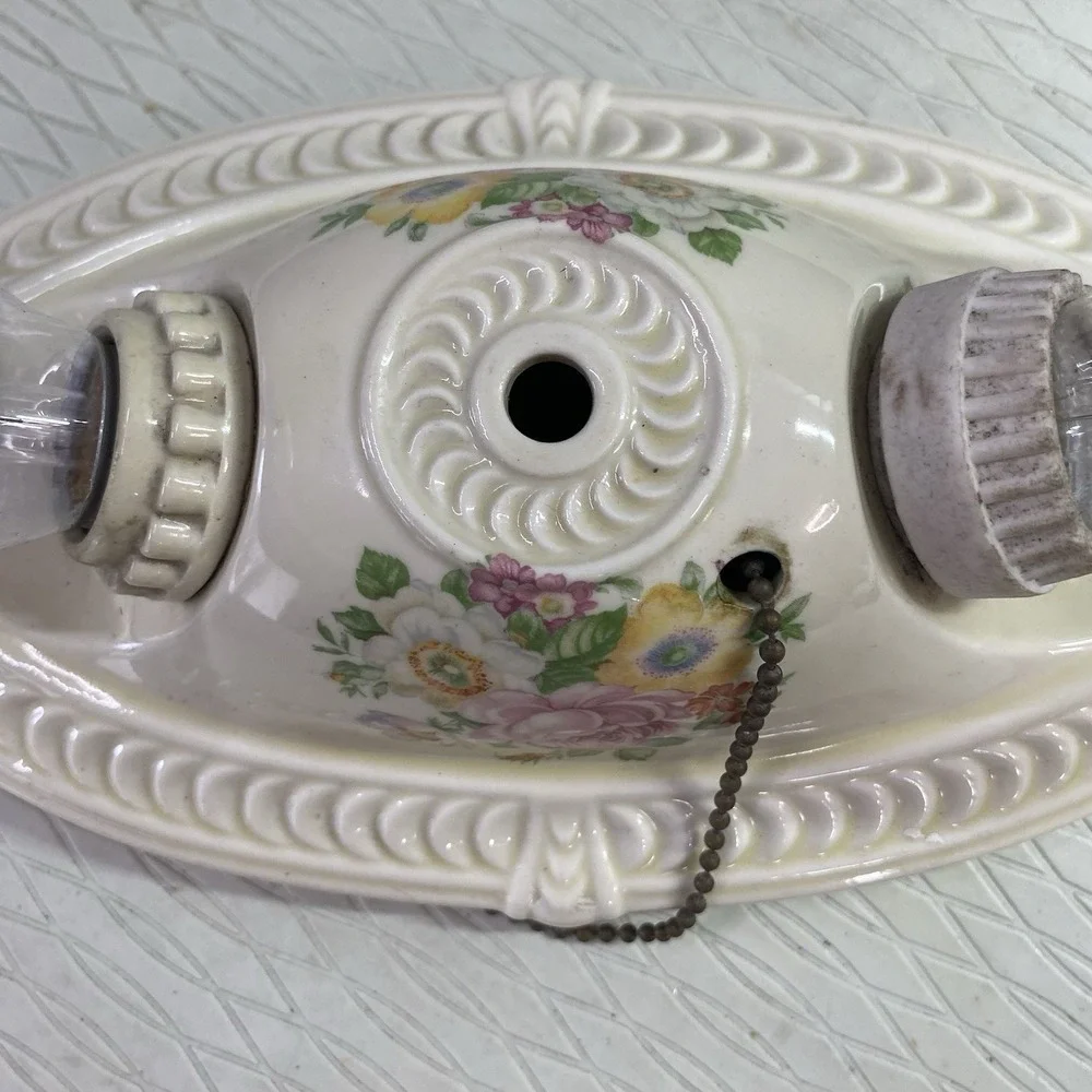 Antique 2 Lightbulb Flush Mount Ceiling Porcelain Light 11x7